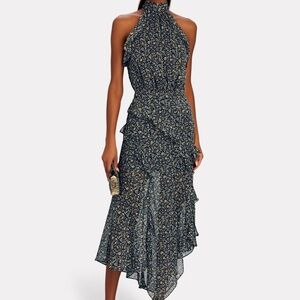 Veronica Beard Long Chiffon Black Floral Dress Size 4 Designer ~ Luxury!